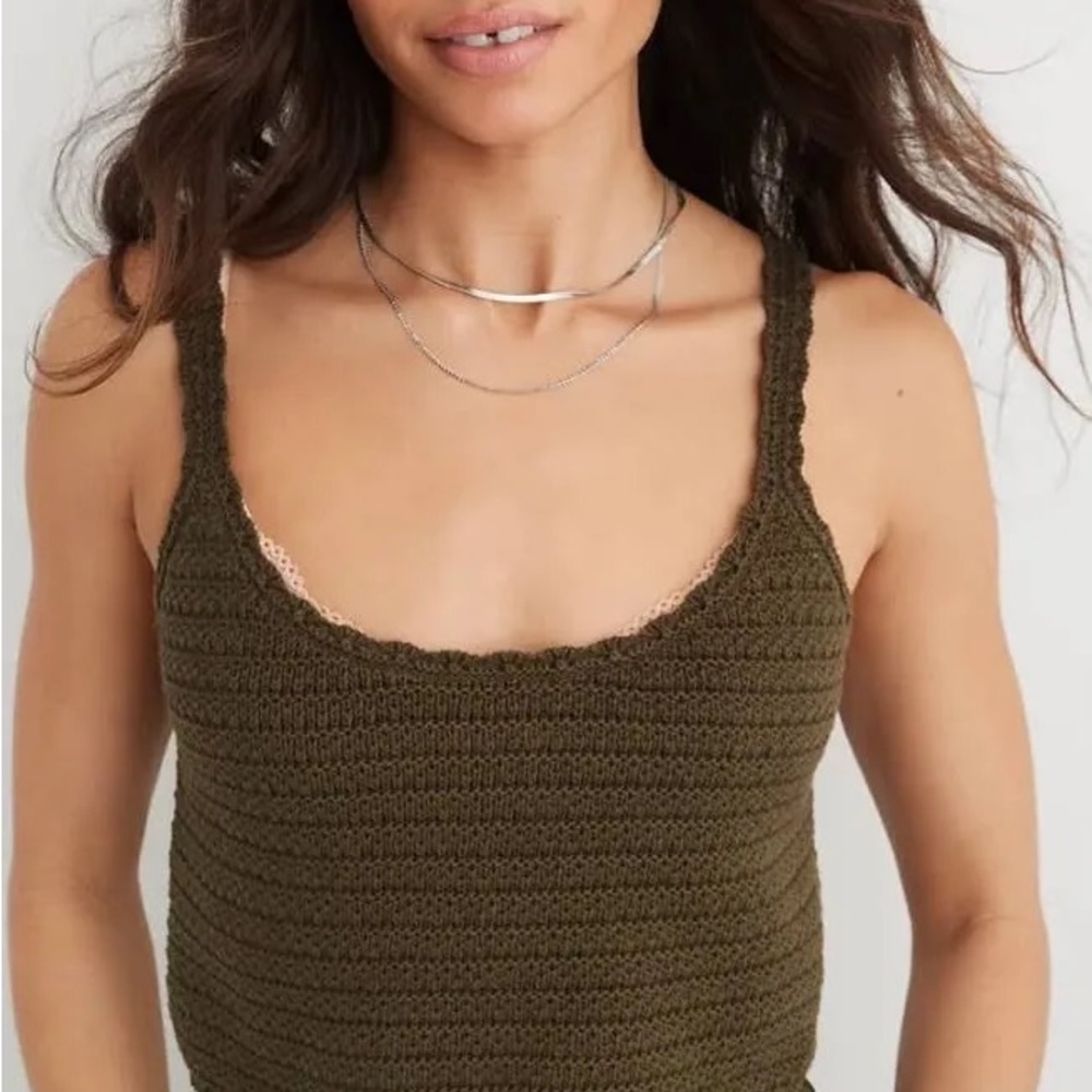 Aerie Dark Olive Crochet Camisole